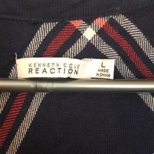 Kenneth Cole Reaction Tops - Red white and blue hi-low plaid shirt Kenneth Cole Reaction Tops - Red white and blue hi-low plaid shirt